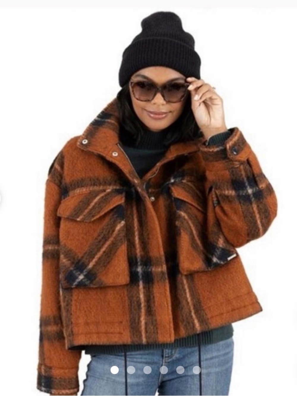 NWT Nine West Oversized Shacket Jacket - Rust Plaid size small